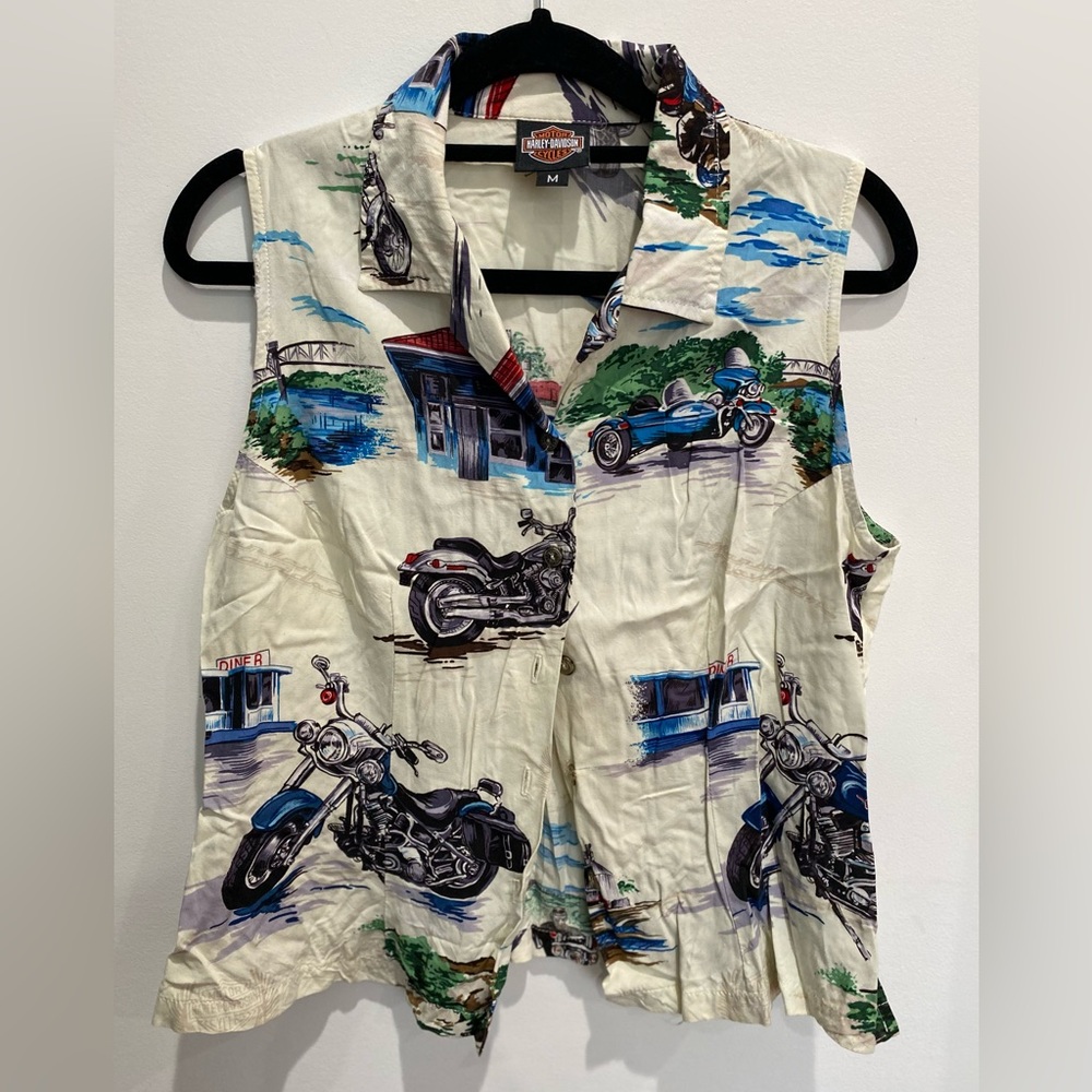 Harley Davidson sleeveless button up